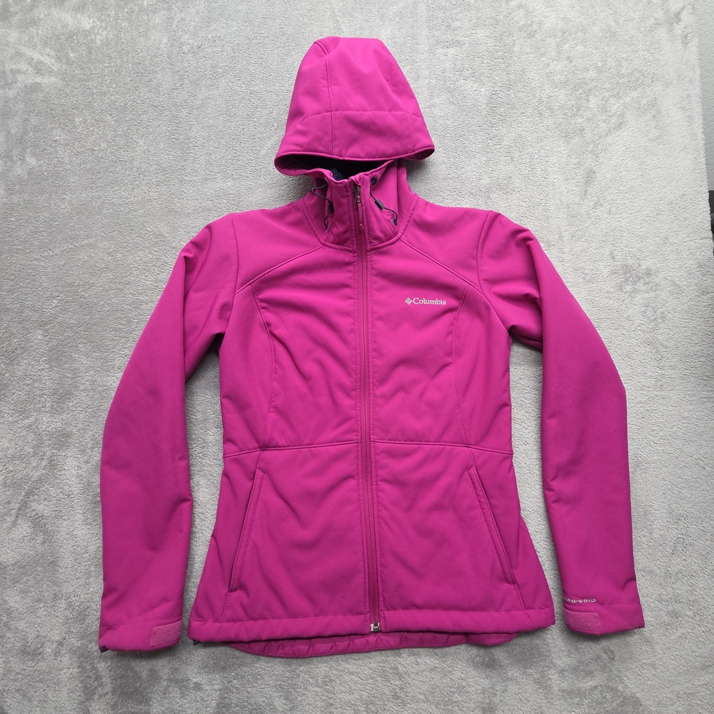 Columbia Jacket Womens S Pink Omni-Wind Bloc Hooded Windproof Lined Breathable